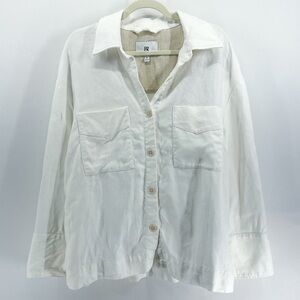 Banana Republic White Linen Oversized Shirt Jacket Medium